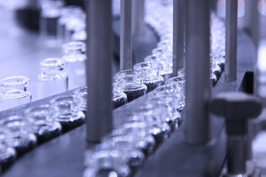 Bottles in production line