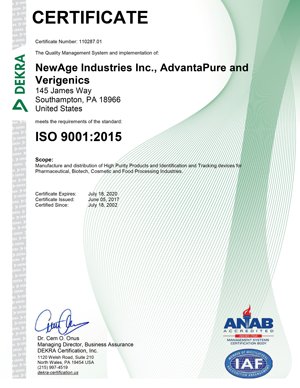 AdvantaPure Announces Its ISO 9001:2015 Certification