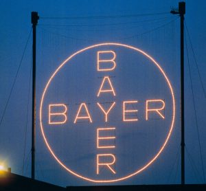 Bayer cross in Leverkusen at night