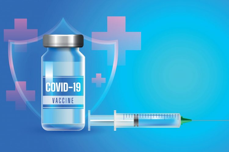 COVID-19 Vaccine vial and syringe for injection