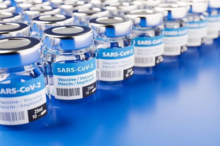 vials labelled 'SARS-CoV-2 Vaccine' - idea of COVID-19 vaccine supply