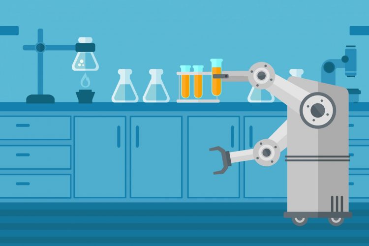 robot performing expariments in a lab