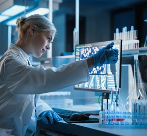 Close up of female scientist working in a laboratory