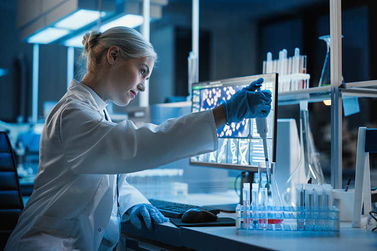 Close up of female scientist working in a laboratory