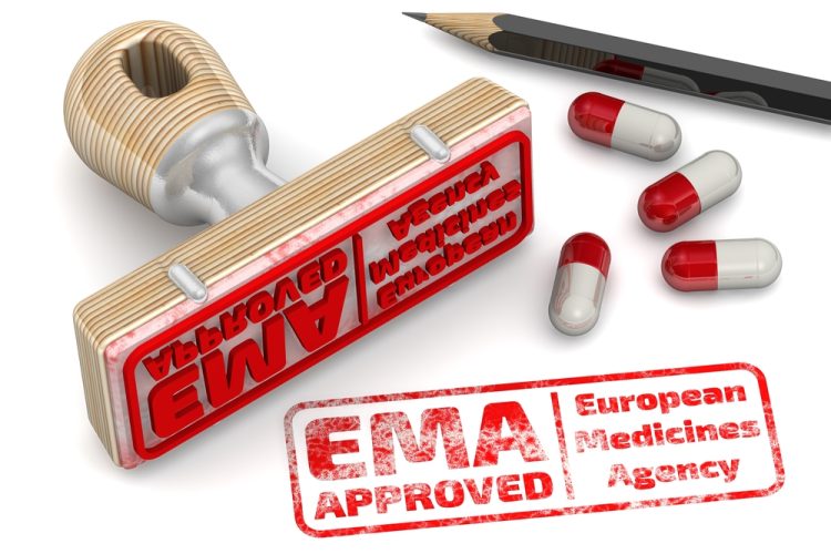 Stamp showing EMA approved text