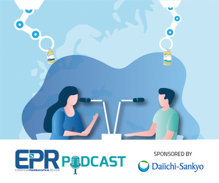 European Pharmaceutical Review podcast logo with Daiichi Sankyo logo in sponsored by section