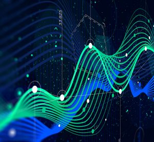 Statistics big data, analytical indicator sci-fi background