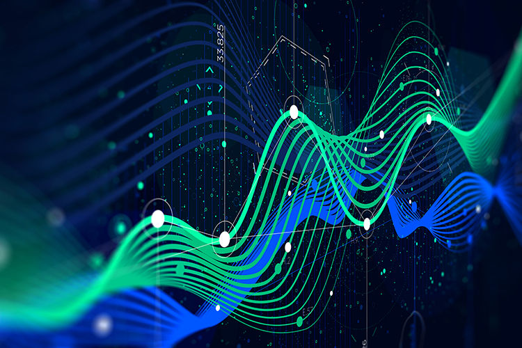 Statistics big data, analytical indicator sci-fi background