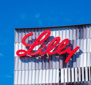 Eli Lilly logo sign [Credit: Michael Vi / Shutterstock.com].