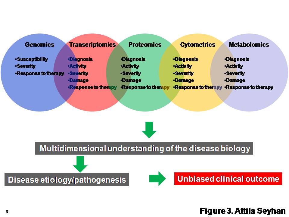 Figure 3 A multi-omics approach for the discovery and validation of biomarkers to probe multidimensional phases of disease biology. A robust biomarker discovery, development and validation effort must bring together multiple ‘omics’ technologies, data types, databases and bioinformatics and biostatics to identify the most predictive biomarkers across DNA, RNA, protein, phenotype and metabolite domains