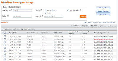 IDT Pre-designed ordering tool