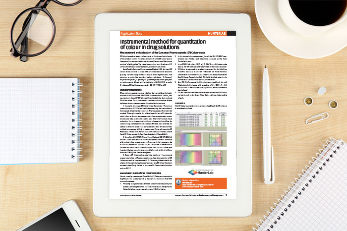 Application Note: Instrumental method for quantitation of colour in drug solutions