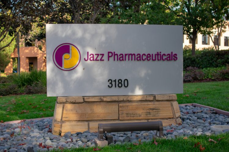 Jazz Pharmaceuticals Sign with Logo [Credit: Michael Vi / Shutterstock.com].