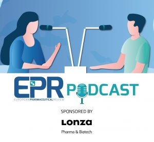 EPR podcast logo with two cartoon people talking into microphones above a label stating 'Sponsored by Lonza Pharma & Biotech'