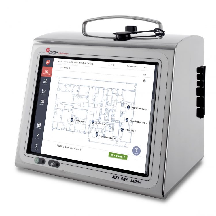 MET ONE 3400+ instrument showing map of locations for air particle monitoring. The new MET ONE 3400+ portable air particle counter is now available to help GMP cleanroom users simplify their routine environmental monitoring and improve data integrity.