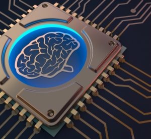 machine learning - Brain symbol on circuit board
