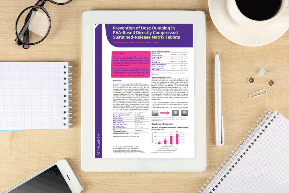 Poster: Prevention of dose dumping in PVA-based directly compressed sustained-release matrix tablets