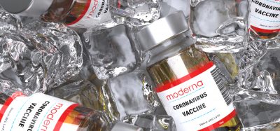 Vials labelled MODERNA COVID-19 VACCINE [Credit: Giovanni Cancemi / Shutterstock.com].
