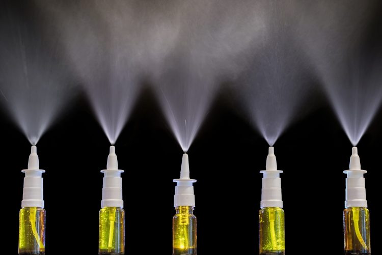 five nasal sprays releasing liquid - idea of intranasal COVID-19 vaccine delivery