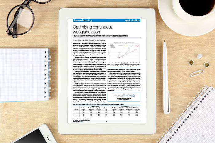 Application Note: Freeman Technology - Optimising continuous wet granulation