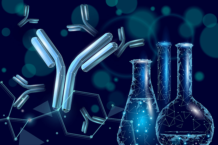 antibodies and scientific flasks - idea of antibody characterisation/analysis or research