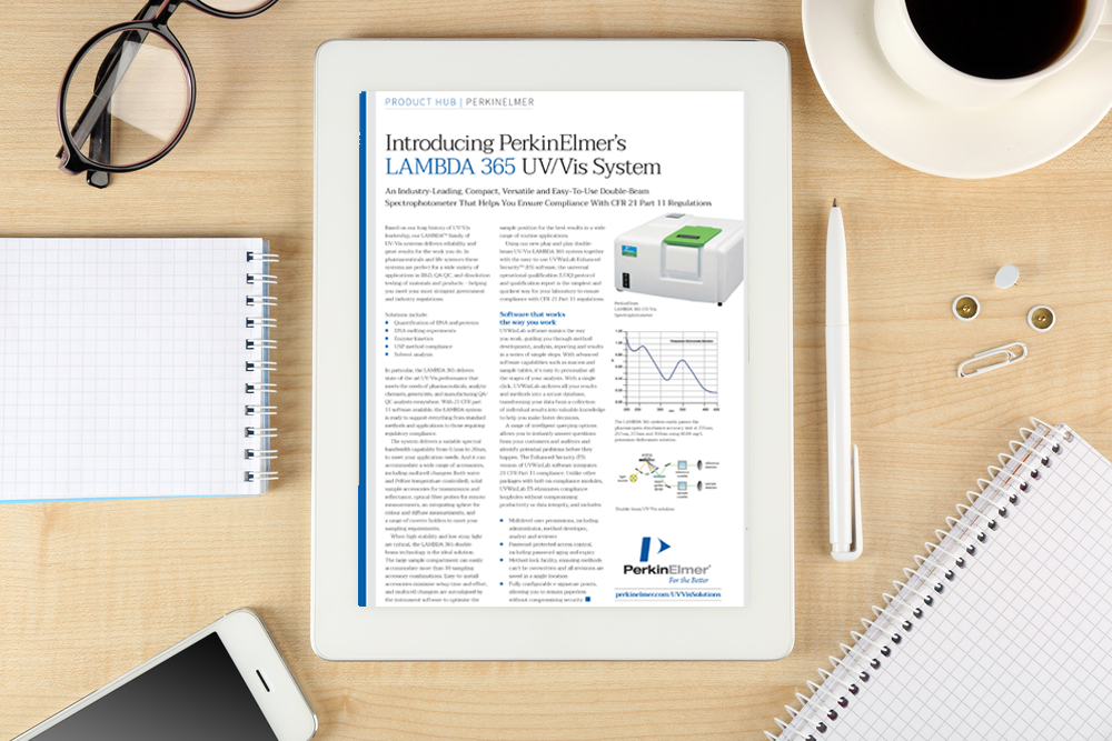 Product hub: Introducing PerkinElmer's LAMBDA 365 UV/Vis System