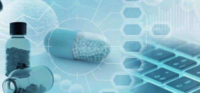 Pharmacovigilance concept - pill surrounded by data symbols