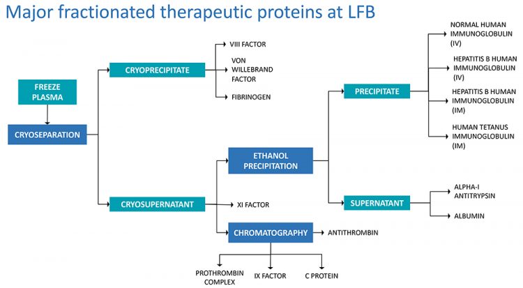 LFB diagrams showing journey from plasma to product