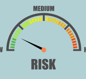 illustration of a risk meter - idea of risk assessment and ensuring the quality of pharmaceuticals/generic drugs