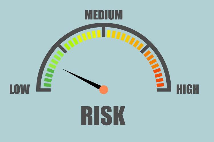 illustration of a risk meter - idea of risk assessment and ensuring the quality of pharmaceuticals/generic drugs