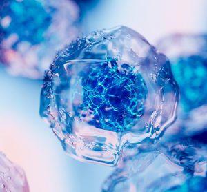 idea of cellular immunotherapy - 3D illustration of blue cells