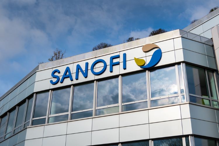 Sanofi logo on top of building [Credit: HJBC/Shutterstock.com].