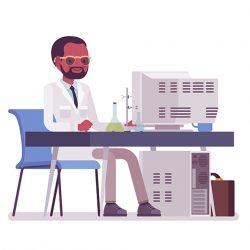 Scientist at desk