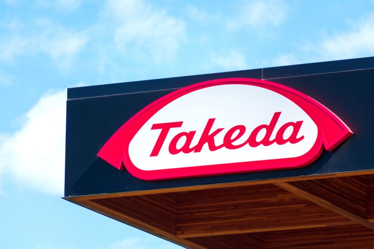 Takeda logo on a building in San Diego, California 2020 [Credit: Michael Vi/Shutterstock.com].