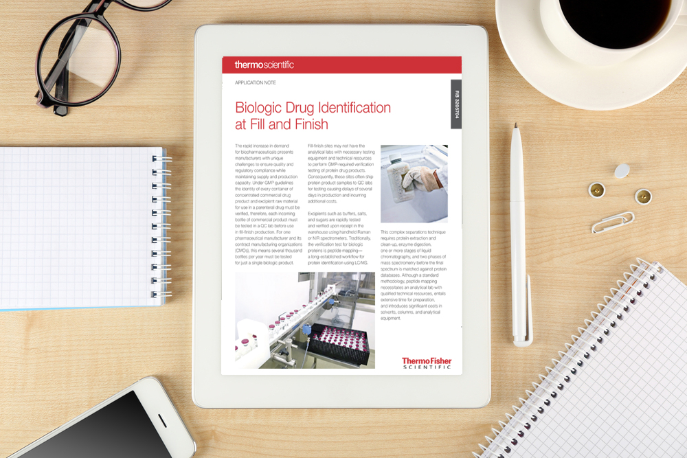 Application note: Biologic drug identification at fill and finish