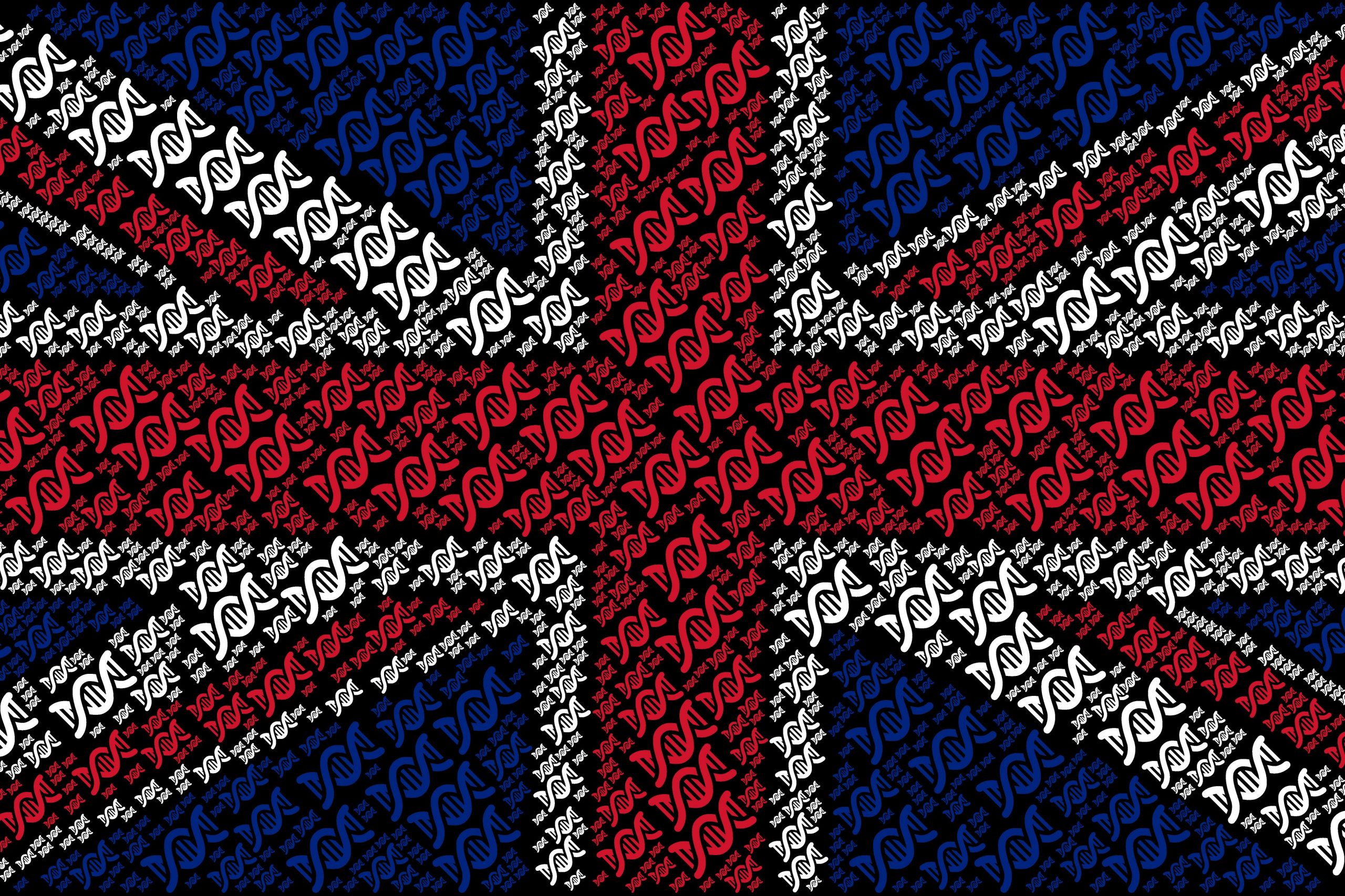 Union Jack flag made out of small DNA strands