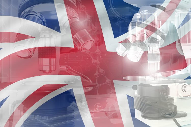 UK flag with microscope overlaid
