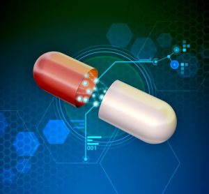 three dimensional concept of an active pharmaceutical ingredient cell