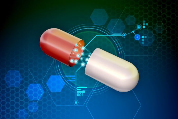 three dimensional concept of an active pharmaceutical ingredient cell