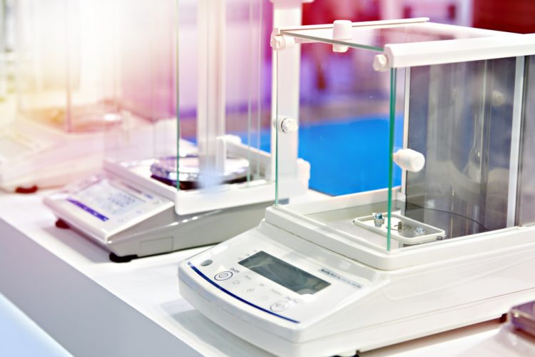 Digital analytical balances in lab