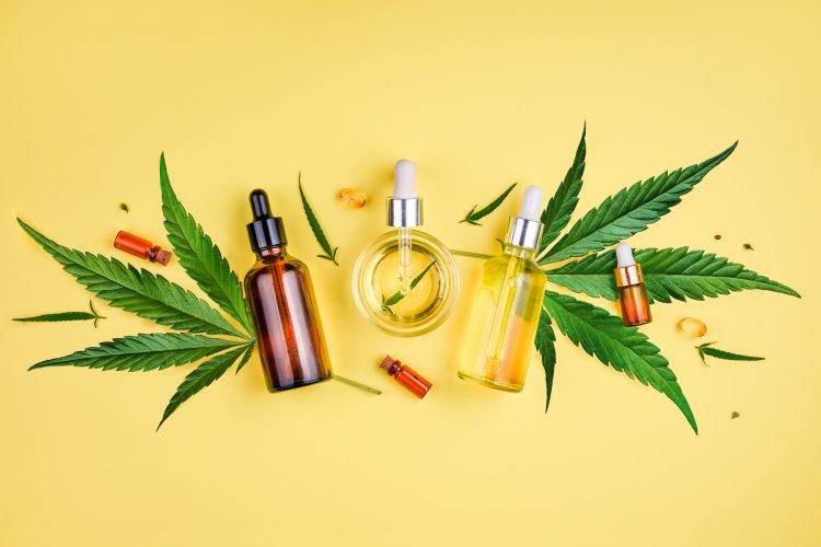 cannabis leaves and oils