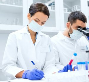 Scientists doing clinical research