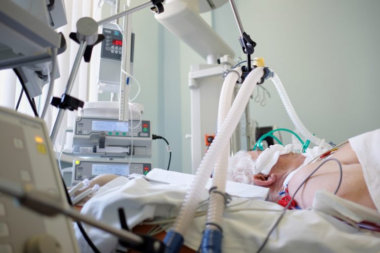 older, male COVID-19 patient on a ventilator