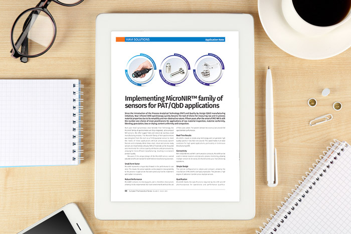 Implementing MicroNIR™ family of sensors for PAT/QbD applications