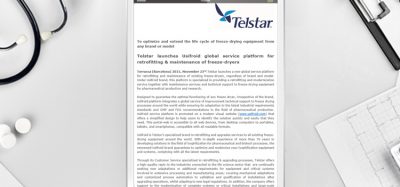 Press release: Freeze drying: new Telstar Usifroid platform for retrofitting & maintenance