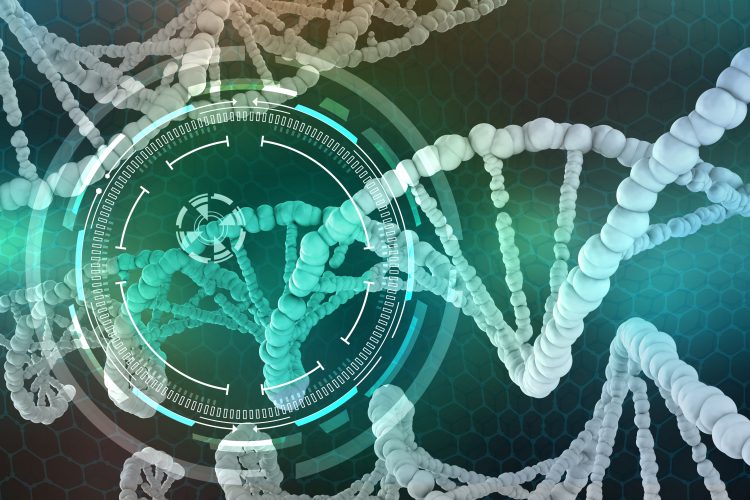 DNA strand with cross hares over it - idea of targeting genes for gene therapy