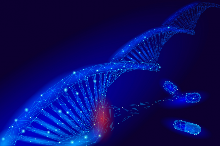 DNA strand with highlighted gene region