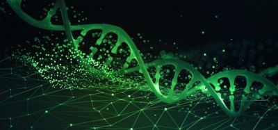 gene therapy concept - green DNA double stranded helix