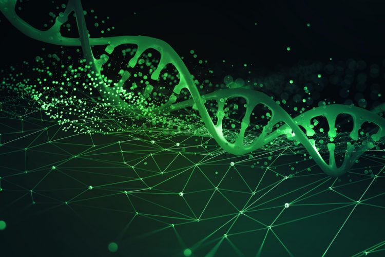 gene therapy concept - green DNA double stranded helix