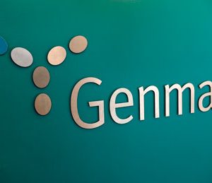Genmab logo office sign